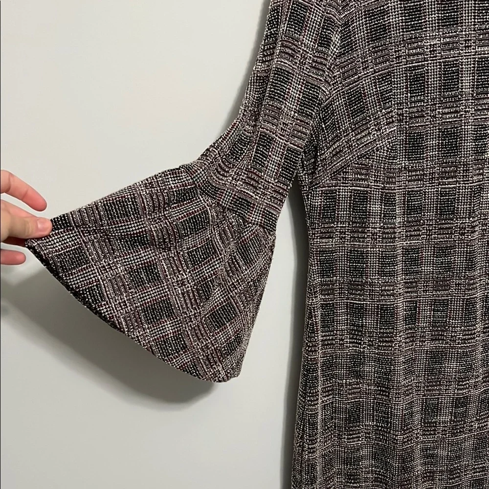 Elegant Plaid Bell Sleeve Dress